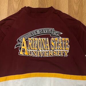 Vintage LOGO 7 Arizona State Sun Devils Maroon and Gold Crewneck Sweater
